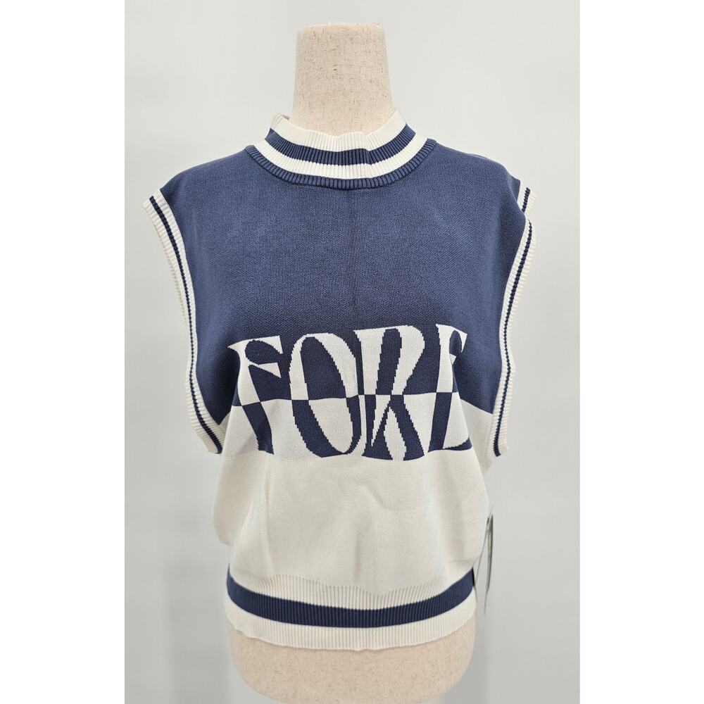 Fore Women's Size Large Sleeveless Golf Sweater Indigo/White NWT